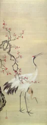 Crane and Blossom, c.1850-80 (tinta e cor na seda)